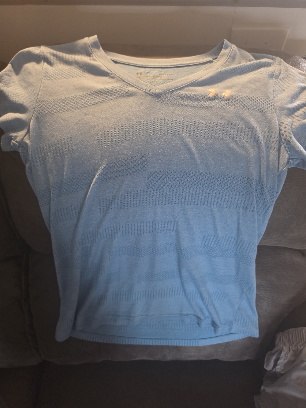 Under Armour Light Blue Short Sleeve V-Neck Performance Top